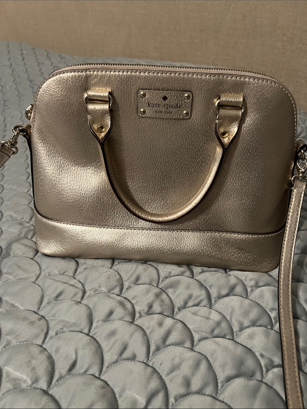 kate spade Metallic Gold Dome Satchel with Crossbody Strap